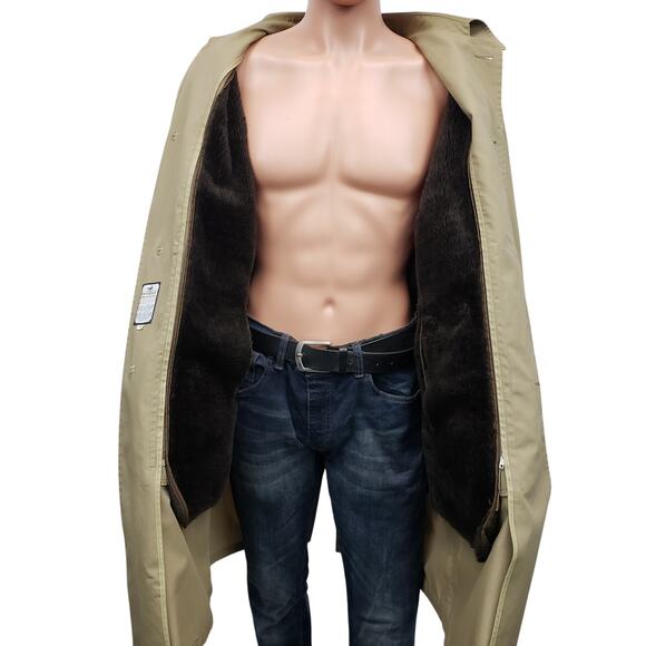 Vintage Rainfair Trench Coat Removable Insulated Faux Fur Lining Made in USA 44 - Picture 3 of 14